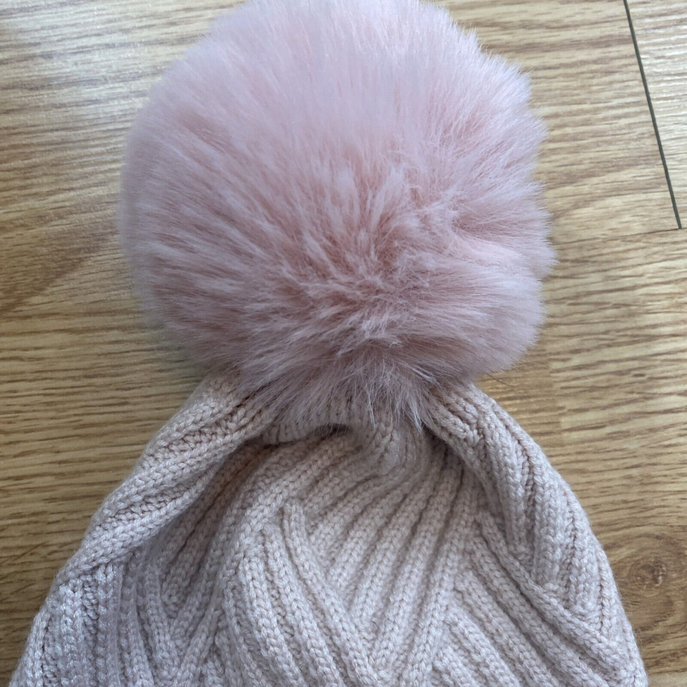 Britt’s Knits Pink Super Poof Pom Hat Beanie‎ OS Nwt Kids - Picture 2 of 8